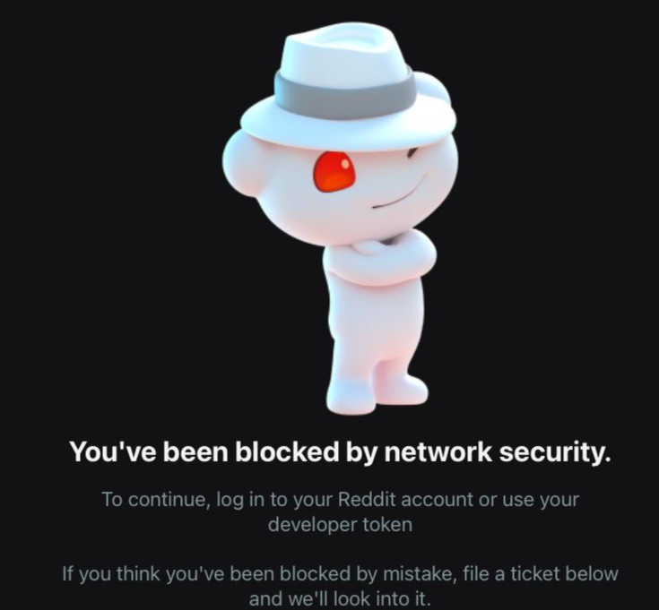 Reddit You've been blocked by network security. Help you to write